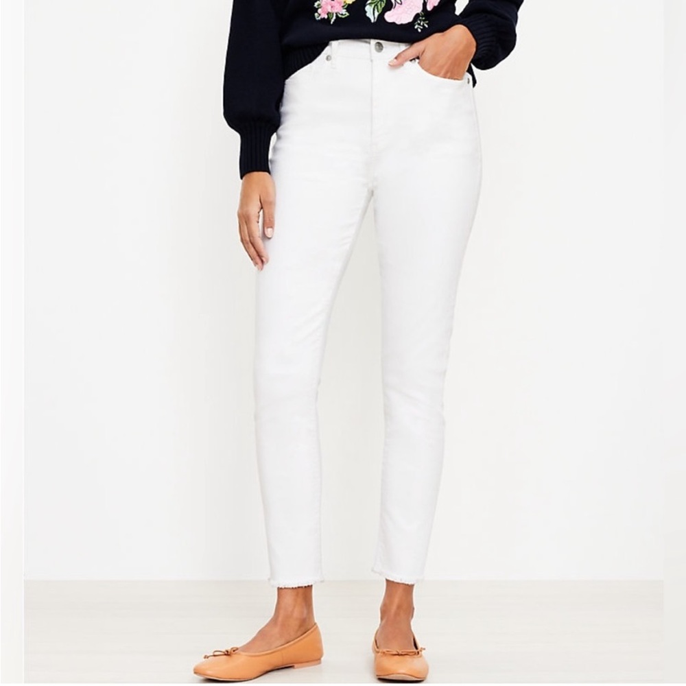 LOFT Curvy High Waist Skinny Ankle Jeans in White